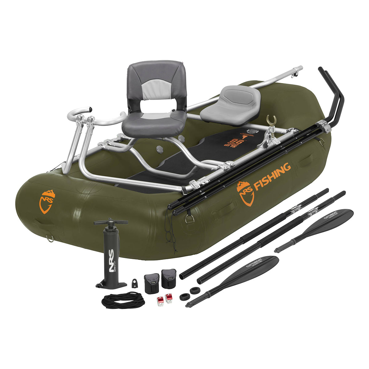 USED NRS Slipstream 96 Fishing Raft Olive Deluxe Package – Trout